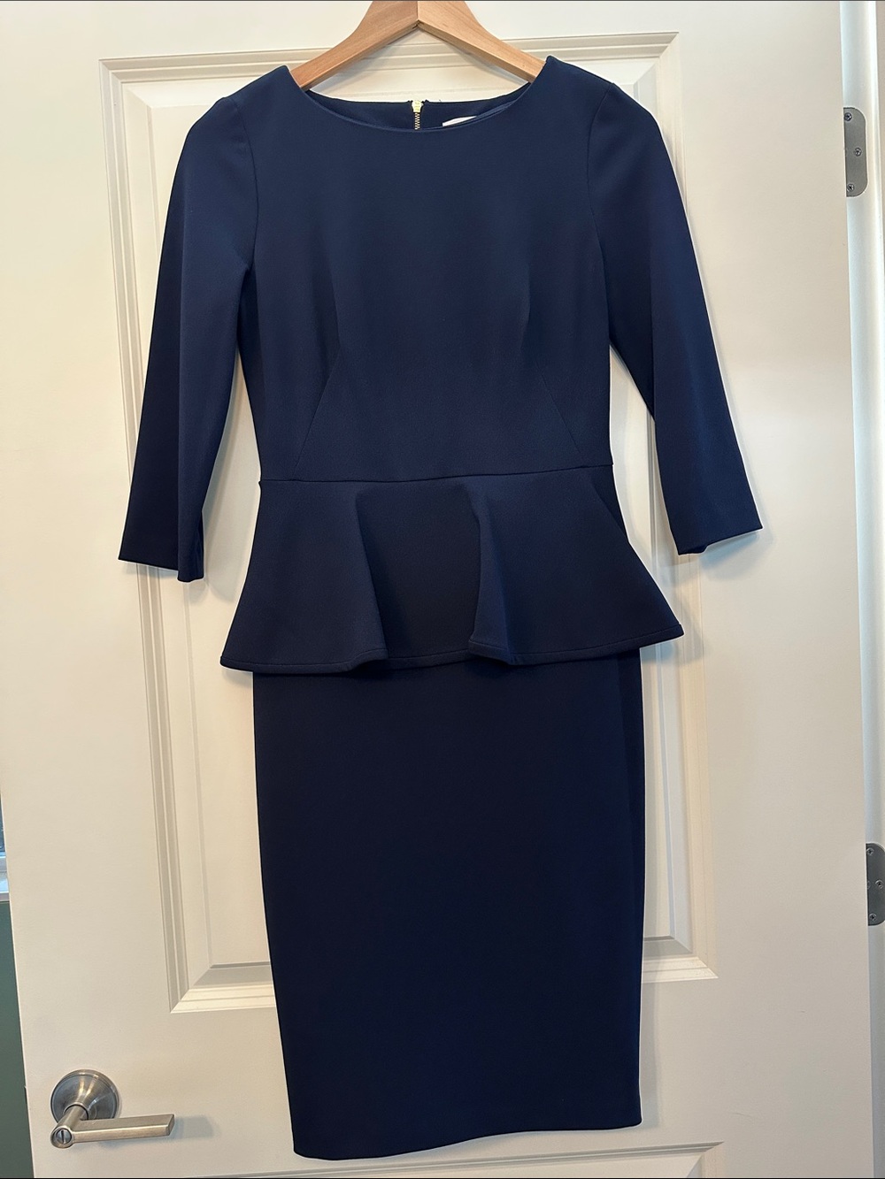 Calvin Klein Navy Peplum Midi Dress